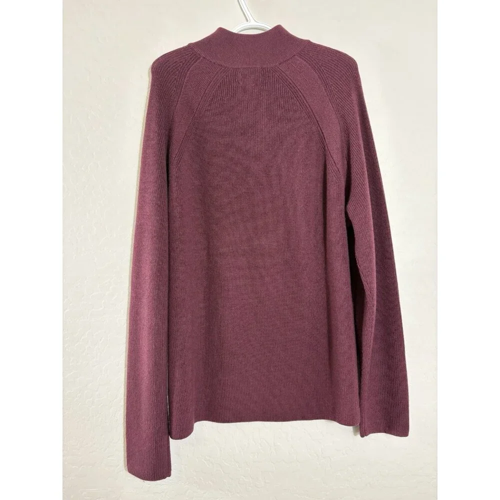 Brooks Brothers Extra Fine Merino Wool Knit Quarter‎ Zip Sweater in Burgundy XL